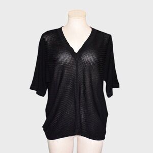 Exclusively Misook Sheer Diagonal Stripe Top